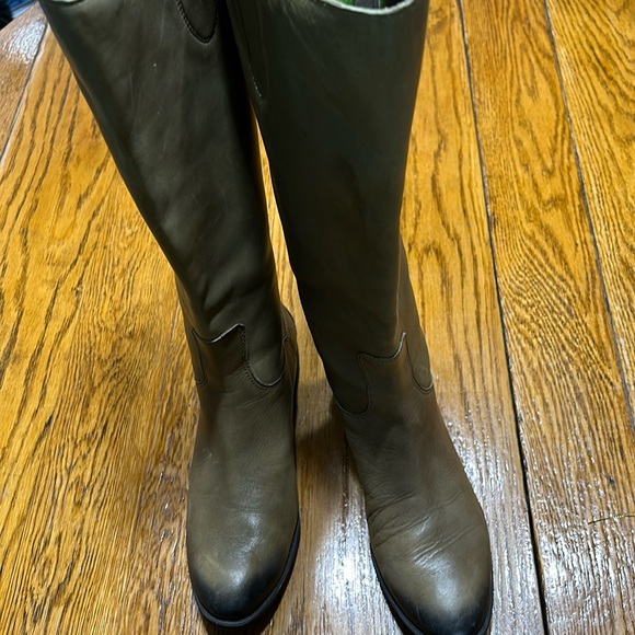 Sam Edelman Penny leather riding boots.  Color is greenish:gray. Size 7.5. - Picture 1 of 13